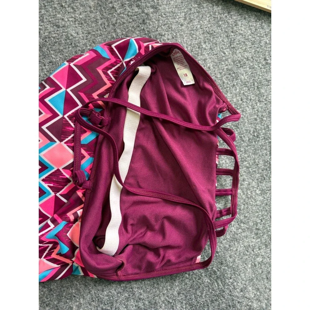 JUSTICE SWIMSUIT Girls Size 18 One Piece Purple Bathing Suit